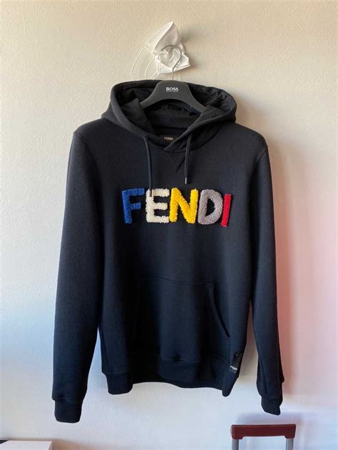 fendi black shearling logo hoodie